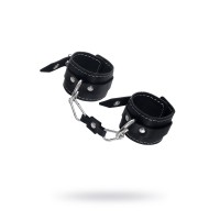 Черные двухслойные наручники с белой строчкой Черные двухслойные наручники с белой строчкой