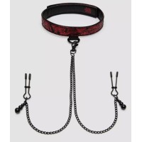Ошейник с зажимами для сосков Reversible Collar Nipple Clamps Ошейник с зажимами для сосков Reversible Collar Nipple Clamps