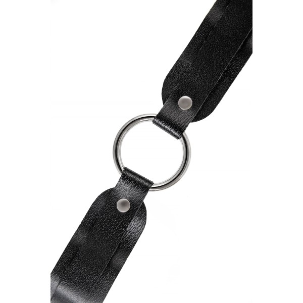 Черный кожаный чокер-ошейник со скруглёнными углами