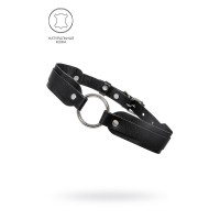 Черный кожаный чокер-ошейник со скруглёнными углами