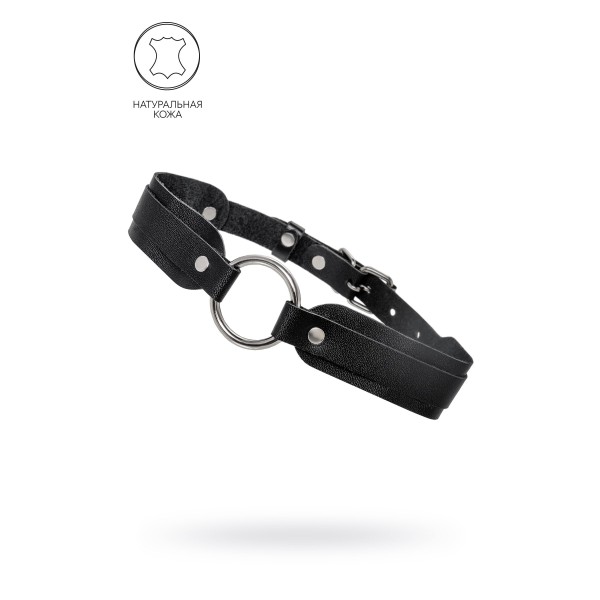 Черный кожаный чокер-ошейник со скруглёнными углами