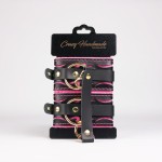 Черные кожаные оковы с розовой строчкой