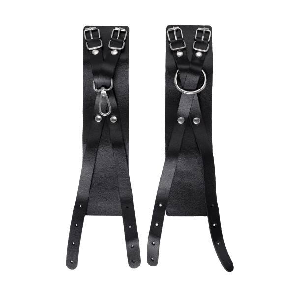 Черные кожаные оковы с двумя перекрёстными ремешками