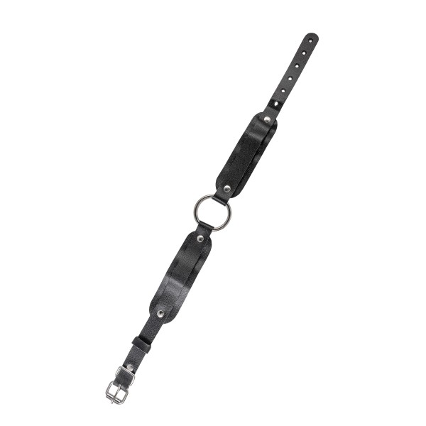 Черный кожаный чокер-ошейник со скруглёнными углами