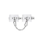 Белые мягкие кожаные наручники с люверсами