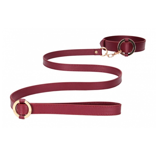 Бордовый ошейник с поводком Collar With Leash
