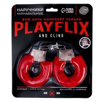 Наручники «Всю ночь напролёт» с красной меховой опушкой Наручники «Всю ночь напролёт» с красной меховой опушкой