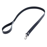 Черный кожаный поводок с карабином Черный кожаный поводок с карабином