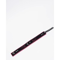 Черно-розовый кожаный ошейник с розовой строчкой