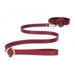 Бордовый ошейник с поводком Collar With Leash