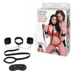Чёрный ошейник с наручниками и поводком Collar Cuffs Leash Set