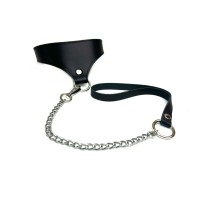 Черный кожаный ошейник Black Phoenix с поводком Черный кожаный ошейник Black Phoenix с поводком