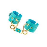 Голубые однослойные кожаные наручники Голубые однослойные кожаные наручники