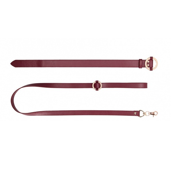 Бордовый ошейник с поводком Collar With Leash