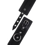 Черные двухслойные кожаные оковы с белой строчкой Черные двухслойные кожаные оковы с белой строчкой