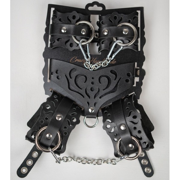 Черный ажурный кожаный набор фиксаций