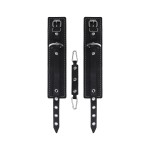 Черные двухслойные кожаные оковы с белой строчкой Черные двухслойные кожаные оковы с белой строчкой