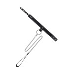 Черный узкий однослойный ошейник с серебристым поводком-цепочкой