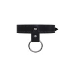 Черный узкий однослойный ошейник с серебристым поводком-цепочкой