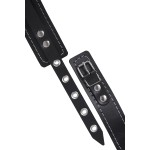 Черный узкий однослойный ошейник с серебристым поводком-цепочкой