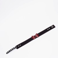 Черный ошейник с красным декором и строчкой Черный ошейник с красным декором и строчкой