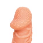 Телесная закрытая насадка с венками Cock Sleeve Size S - 13,8 см.