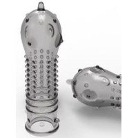 Гелевая прозрачная насадка XL PENIS с рифленой поверхностью - 16 см. Гелевая прозрачная насадка XL PENIS с рифленой поверхностью - 16 см.