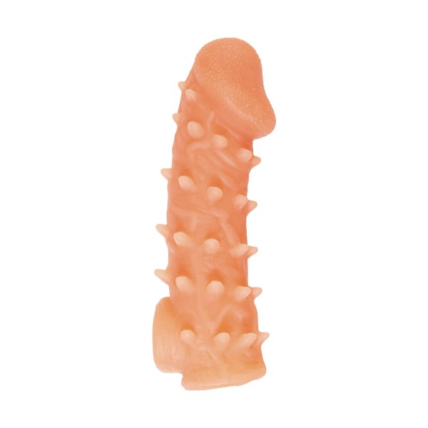 Телесная закрытая насадка с пупырышками Cock Sleeve Size S - 13,8 см.