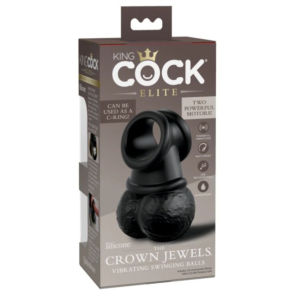 Черная вибронасадка King Cock Ellite The Crown Jewels