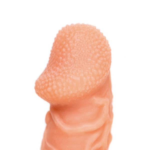 Телесная закрытая насадка с венками Cock Sleeve Size M - 15,6 см.