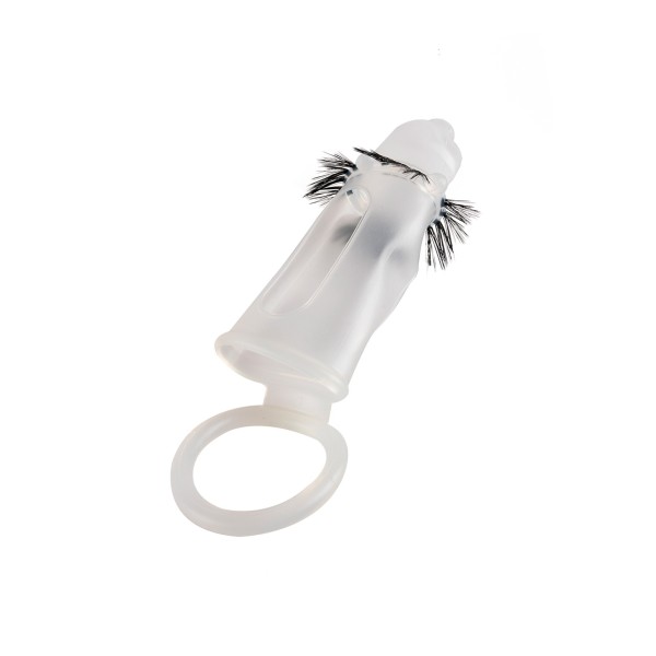 Эластичная насадка на пенис с подхватом мошонки и стимулирующими «ресничками»