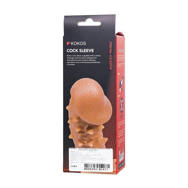 Телесная закрытая насадка с пупырышками Cock Sleeve Size M - 15,6 см.