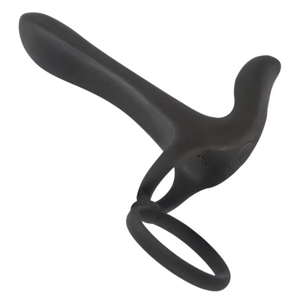 Черная насадка на член с вибрацией Couple’s Vibrator