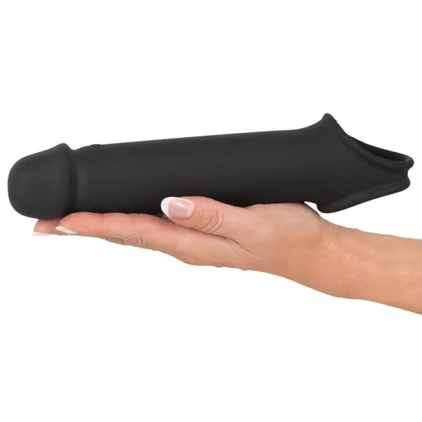 Черная вибронасадка для пениса с хомутом для мошонки и пультом ДУ Remote Controlled Penis Extension Черная вибронасадка для пениса с хомутом для мошонки и пультом ДУ Remote Controlled Penis Extension