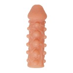 Телесная закрытая насадка с шариками Cock Sleeve Size M - 15,6 см.