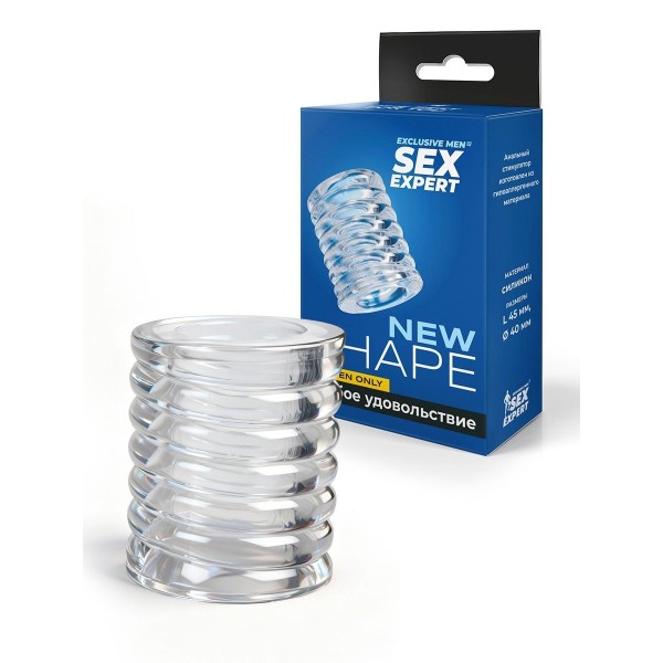 Прозрачная сквозная насадка на пенис с ребрышками