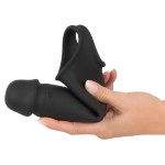 Черная вибронасадка для пениса с хомутом для мошонки и пультом ДУ Remote Controlled Penis Extension Черная вибронасадка для пениса с хомутом для мошонки и пультом ДУ Remote Controlled Penis Extension