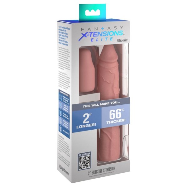 Телесная насадка-удлинитель 2 Inch Silicone X-tension - 20,3 см.