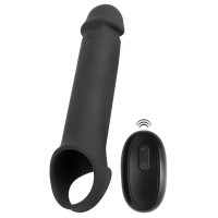 Черная вибронасадка для пениса с хомутом для мошонки и пультом ДУ Remote Controlled Penis Extension Черная вибронасадка для пениса с хомутом для мошонки и пультом ДУ Remote Controlled Penis Extension
