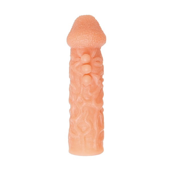 Телесная закрытая насадка с шершавой головкой Cock Sleeve Size S - 13,8 см.