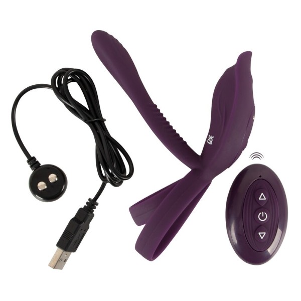 Фиолетовая насадка на член с клиторальным отростком и пультом ДУ RC Couple’s Vibrator 2 Фиолетовая насадка на член с клиторальным отростком и пультом ДУ RC Couple’s Vibrator 2