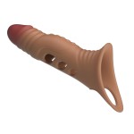 Карамельная удлиняющая насадка на пенис с вибрацией