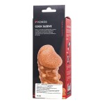 Телесная закрытая насадка с шариками Cock Sleeve Size L - 17,6 см.