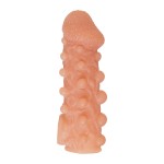 Телесная закрытая насадка с шариками Cock Sleeve Size L - 17,6 см.