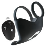 Черная вибронасадка для эрекции и стимуляции мошонки Cock ring with RC ball massager
