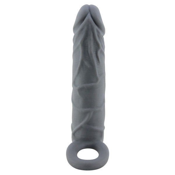 Серая удлиняющая насадка на пенис Large - 18 см.