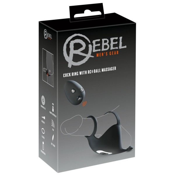 Черная вибронасадка для эрекции и стимуляции мошонки Cock ring with RC ball massager Черная вибронасадка для эрекции и стимуляции мошонки Cock ring with RC ball massager