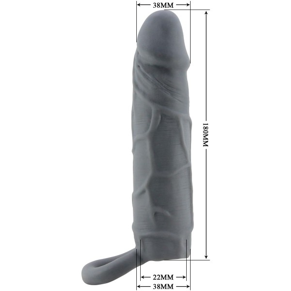 Серая удлиняющая насадка на пенис Large - 18 см.