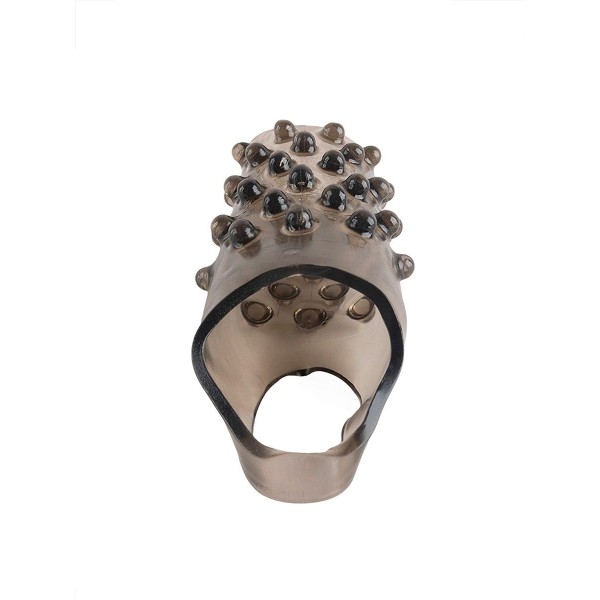 Дымчатая насадка на пенис с выпуклостями - 12 см.