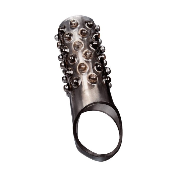 Дымчатая насадка на пенис с выпуклостями - 12 см.